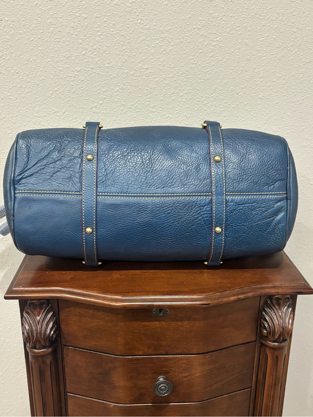 Dooney & Bourke Florentine Large Satchel Denim Blue with Red Interior - Picture 5 of 15